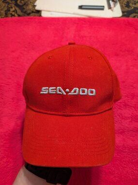 Sea-Doo Signature Cap Red Snapback Hat Jet Ski PWC BRP Bombardier Adjustable Cap
